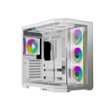 Jungle Leopard AS-01T Mid Tower ATX Gaming Case (4 Pre-Installed ARGB Fans) – White