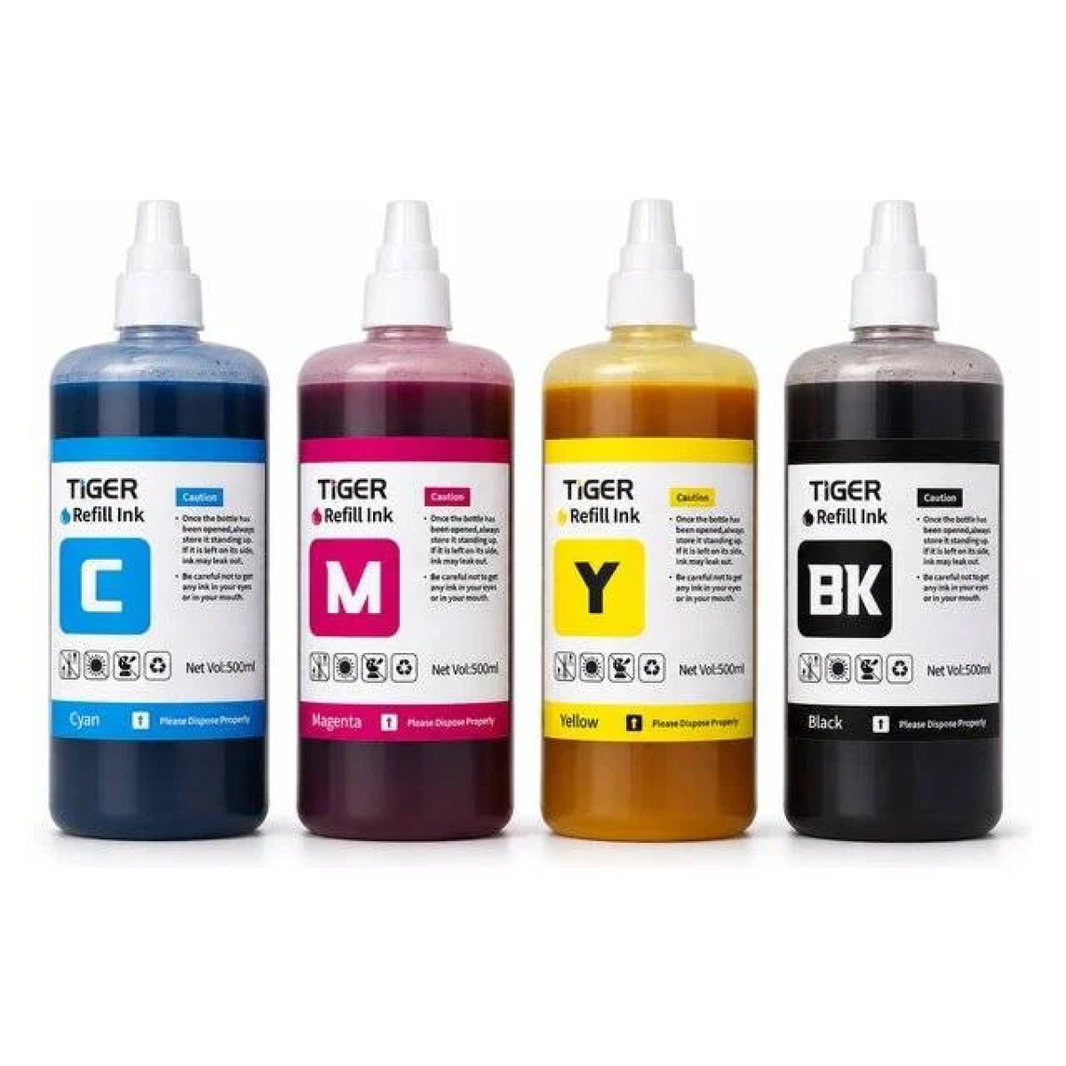 Tiger CMYK Ink Refill 500ml x4 For Canon GI-490 Tiger CMYK Ink Refill 500ml x4 For Canon GI-490