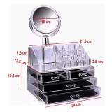 منظم مكياج بثلاثة ادراج مع مرآة Acrylic Cosmetic Organizer منظم مكياج بثلاثة ادراج مع مرآة Acrylic Cosmetic Organizer