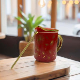 كوب سيراميك Ceramic Mug with Cover and Spoon كوب سيراميك Ceramic Mug with Cover and Spoon