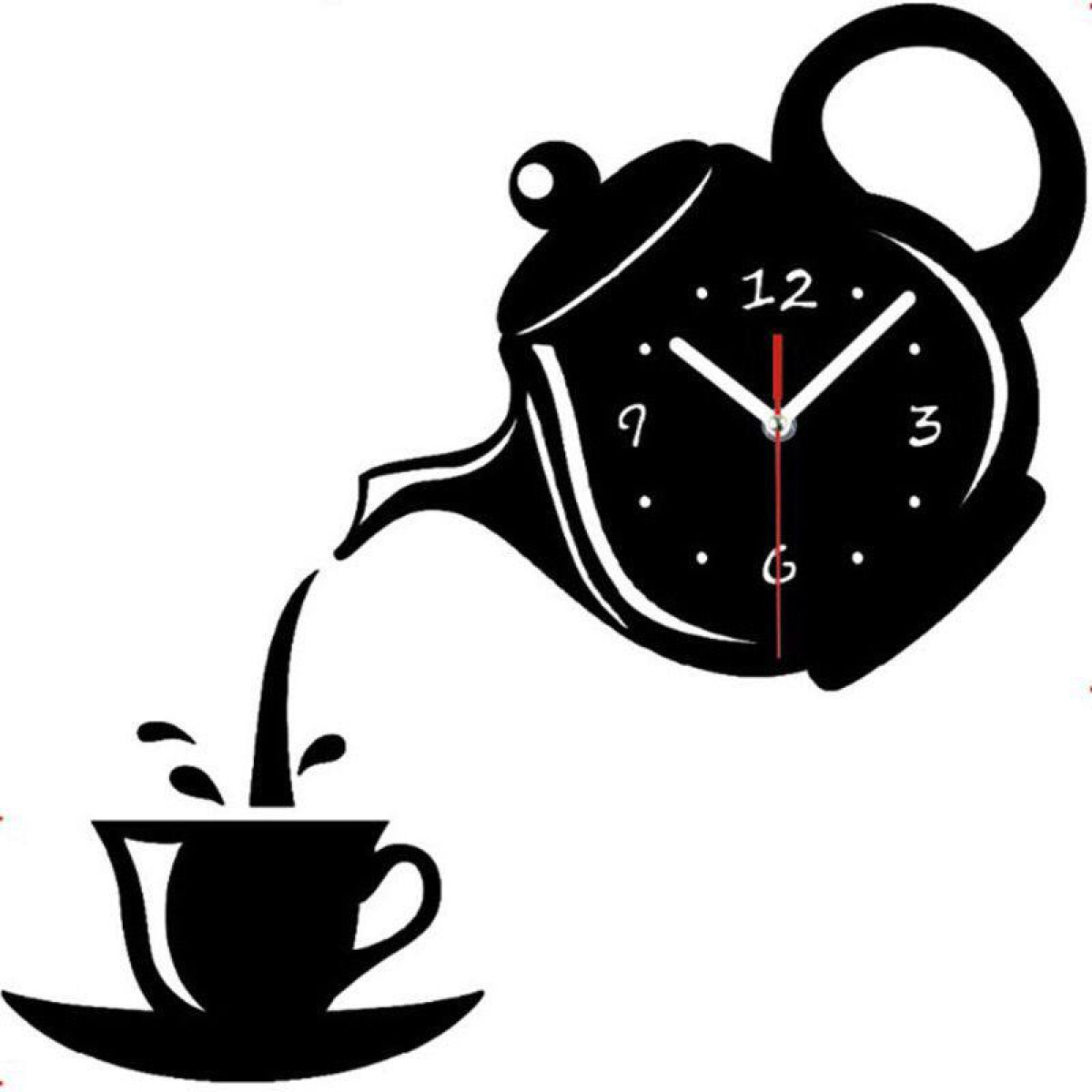 ساعة حائط ديكور بشكل إبريق الشاي مع فنجان Teapot & Cup Wall Clock ساعة حائط ديكور بشكل إبريق الشاي مع فنجان Teapot & Cup Wall Clock