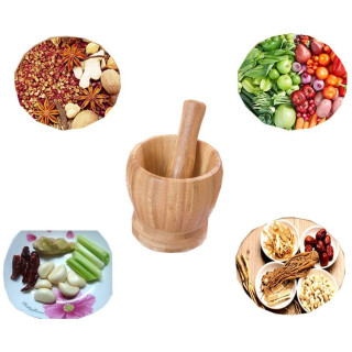 مدق وهاون خشبي للمطبخ Wooden Mortar and Pestle مدق وهاون خشبي للمطبخ Wooden Mortar and Pestle