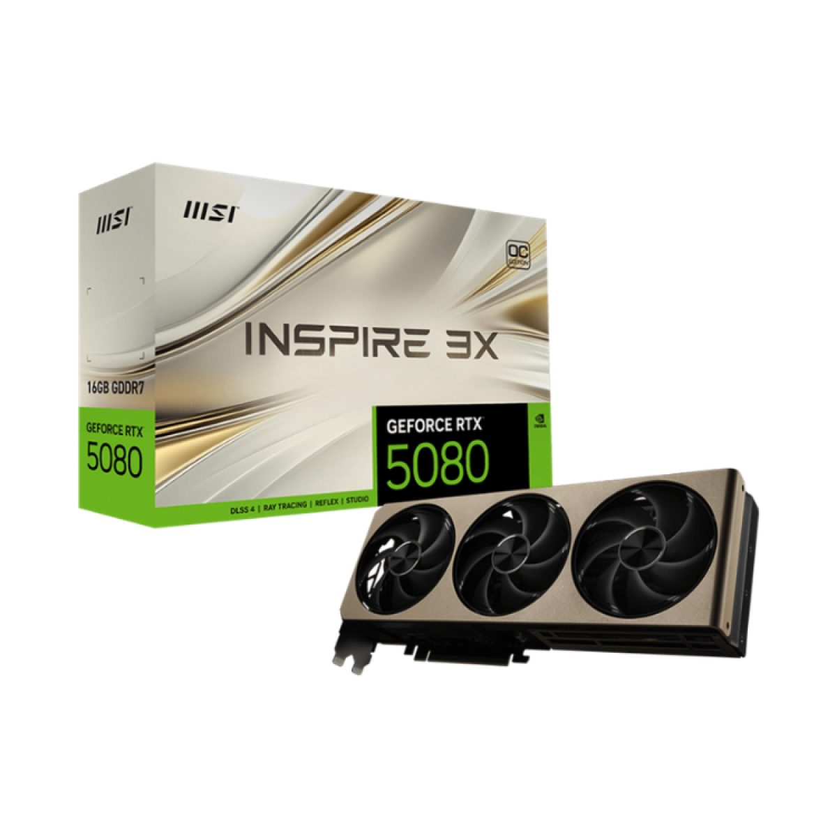 MSI GeForce RTX 5080 INSPIRE 3X OC | 16GB GDDR7 | 256-bit | 2655MHz MSI GeForce RTX 5080 INSPIRE 3X OC | 16GB GDDR7 | 256-bit | 2655MHz