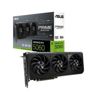 ASUS PRIME GeForce RTX 5060 OC Edition | 8GB GDDR7 | 128-bit | 28Gbps | 2595MHz | Triple Fan ASUS PRIME GeForce RTX 5060 OC Edition | 8GB GDDR7 | 128-bit | 28Gbps | 2595MHz | Triple Fan