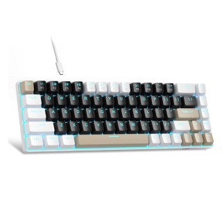 كيبورد ميكانيكي ماجيجي MK-BOX لون ذهبي وأسود وأبيض، مفاتيح بنية، سلكي 68 مفتاح كيبورد ميكانيكي ماجيجي MK-BOX لون ذهبي وأسود وأبيض، مفاتيح بنية، سلكي 68 مفتاح