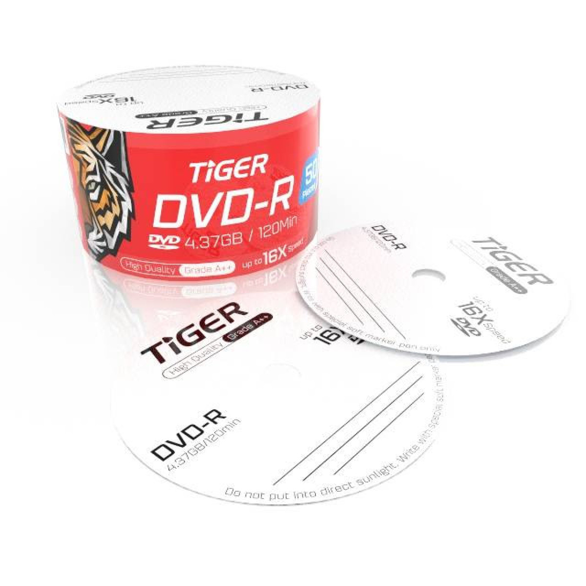 أقراص ديفيدي فارغة تايجر - 50 قرص - Tiger Blank DVD-R 4.37GB-120Min - 50 pcs Pack- أقراص ديفيدي فارغة تايجر - 50 قرص - Tiger Blank DVD-R 4.37GB-120Min - 50 pcs Pack-
