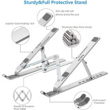 حامل لابتوب ألومنيوم قابل للطي(مقاس 10‑15.6 إنش) Adjustable Aluminum Laptop Stand – 10‑15.6″ Foldable حامل لابتوب ألومنيوم قابل للطي(مقاس 10‑15.6 إنش) Adjustable Aluminum Laptop Stand – 10‑15.6″ Foldable
