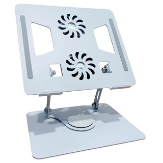 ستاند لابتوب ألمنيوم قابل للطي مع مروحتين تبريد – دوار 360 درجة KRESHU Aluminium Laptop Stand with Double Cooling Fans – 360° Adjustable & Foldable ستاند لابتوب ألمنيوم قابل للطي مع مروحتين تبريد – دوار 360 درجة KRESHU Aluminium Laptop Stand with Double Cooling Fans – 360° Adjustable & Foldable