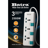 سيار كهربائي متعدد المخارج من Batra - 3 مخارج طول 3 متر Batra International Power Strip – Model BS23 3m سيار كهربائي متعدد المخارج من Batra - 3 مخارج طول 3 متر Batra International Power Strip – Model BS23 3m