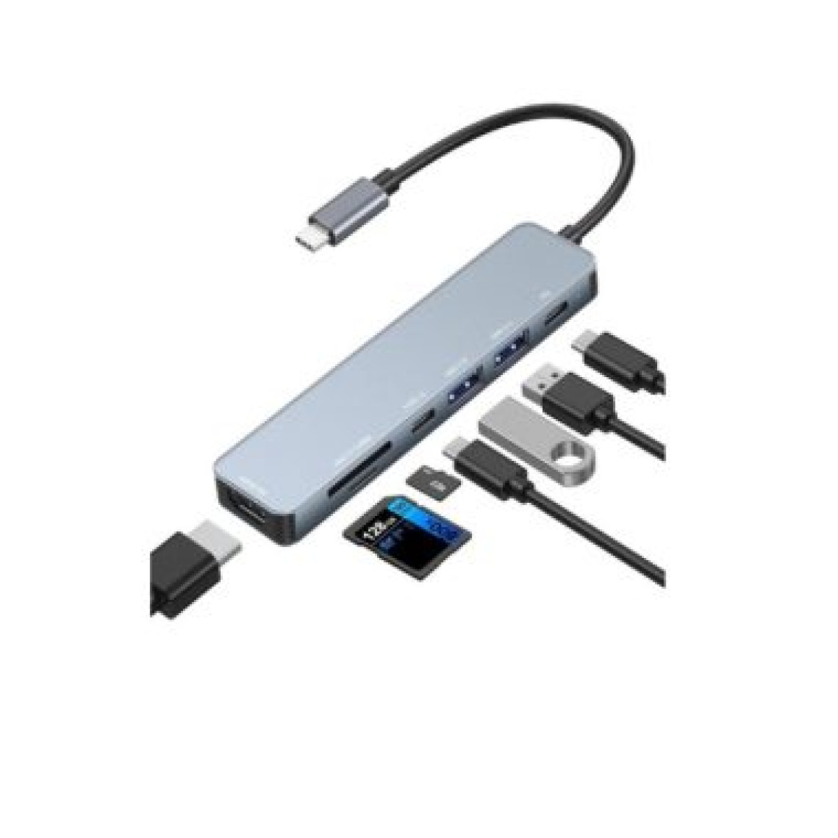 موزع تايب سي 7 منافذ (هاب) USB HUB - 7 in 1 HUB USB-C موزع تايب سي 7 منافذ (هاب) USB HUB - 7 in 1 HUB USB-C