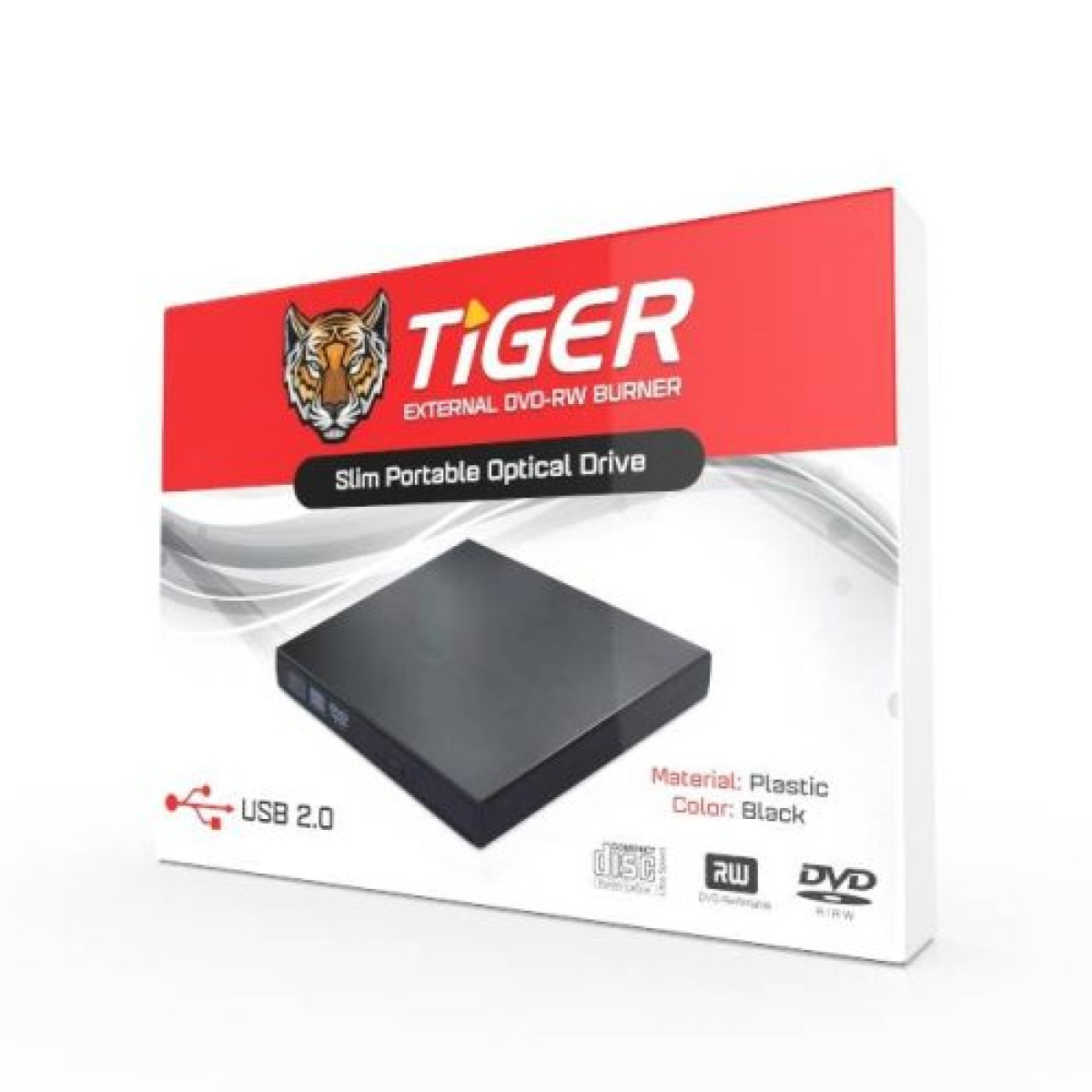 قارئ اقراص خارجي TIGER External USB 2.0 DVD-RW Writer - USB قارئ اقراص خارجي TIGER External USB 2.0 DVD-RW Writer - USB