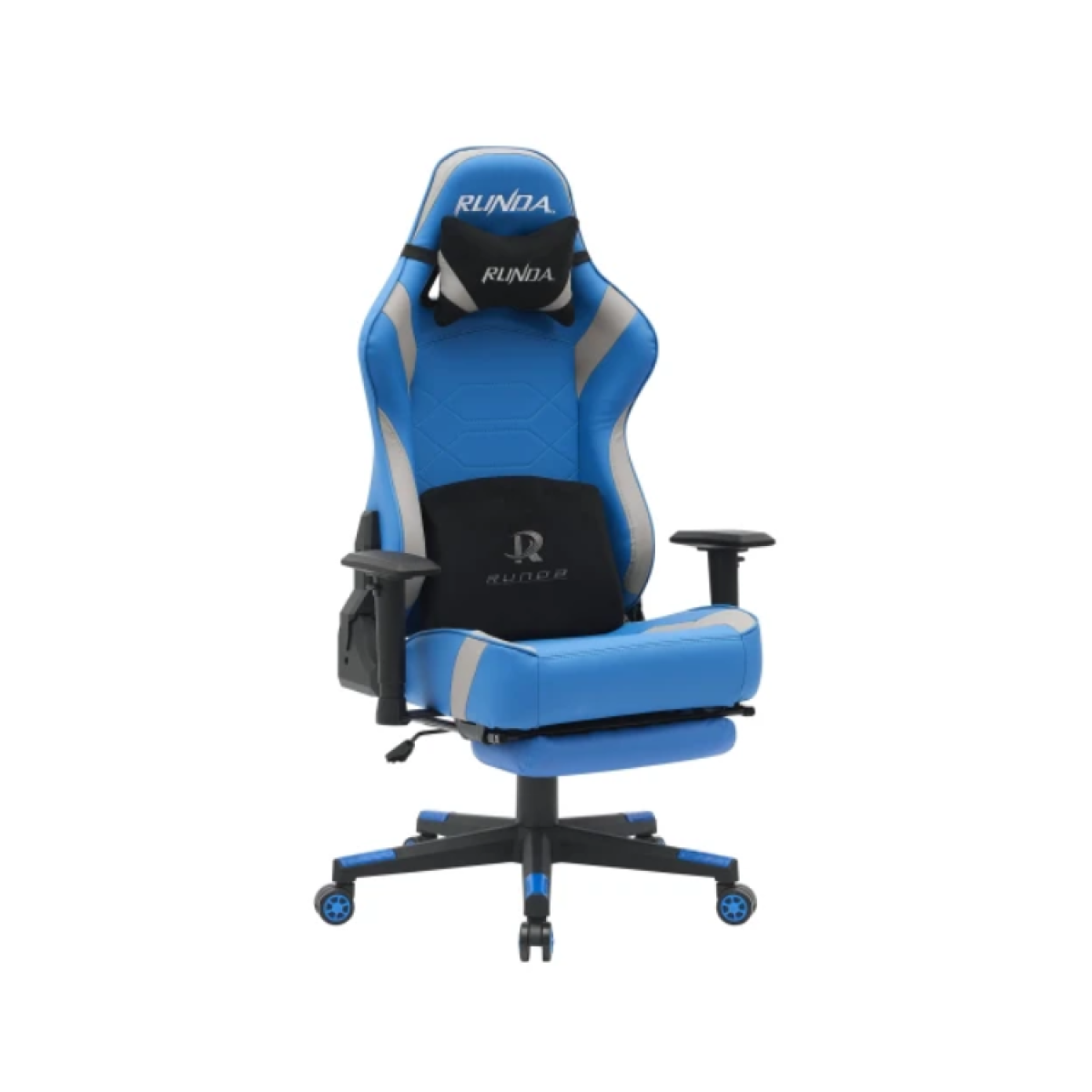كرسي RUNDA GAMING CHAIR RD-1009 FOOTREST BLUE+GREY كرسي RUNDA GAMING CHAIR RD-1009 FOOTREST BLUE+GREY