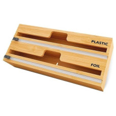 منظم لفائف المطبخ الخشبي مع قاطع منزلق