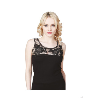 تي شيرت بدون اكمام للنساء - اسود