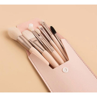 سيت فرش مكياج للوجه والعين 8 قطع - بيجي