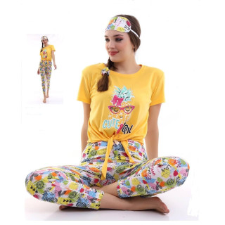 طقم بيجامة نسائية - اصفر