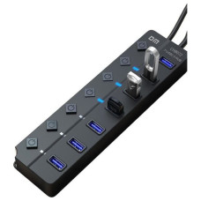 موزع يو اس بي دي ام - 7 منافذ - HUBCHB072 - اسود